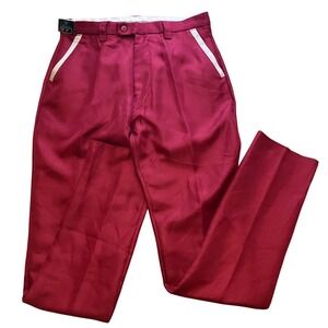 Vintage Blue‎ Ocean Pants Mens 34 Polyester Wine White Leisure Disco NWT